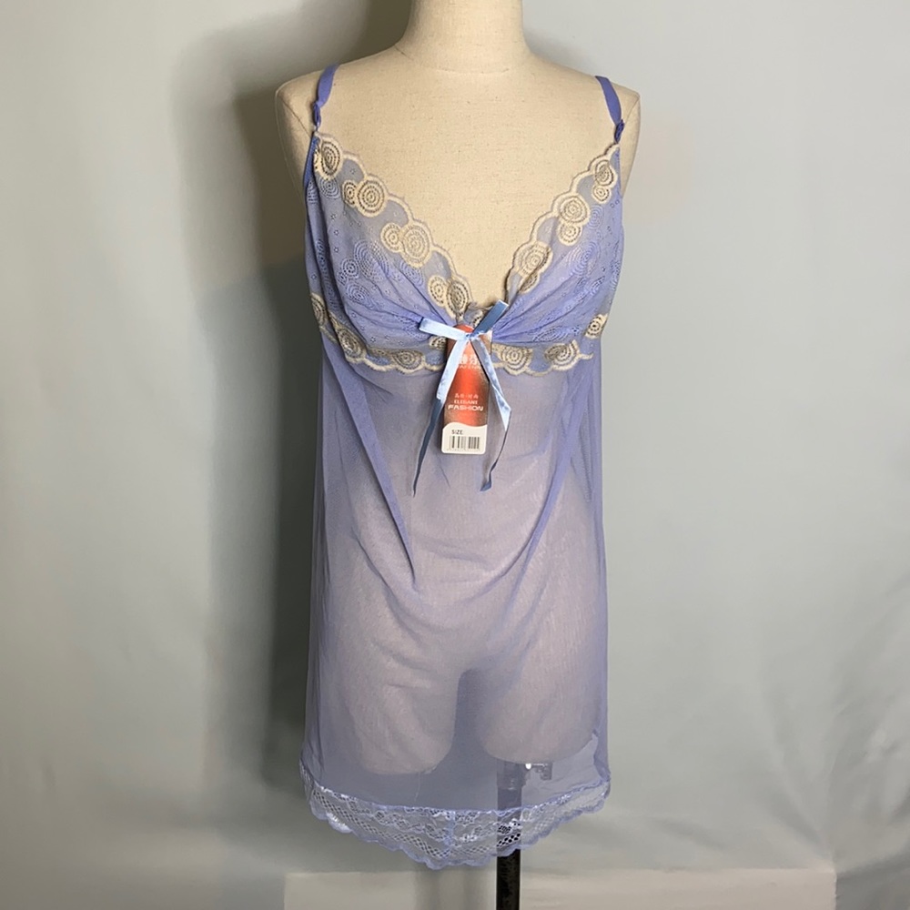 Elegant Fashion  Mesh Lace Chemises Sexy thong  Babydoll Lingerie Set Small